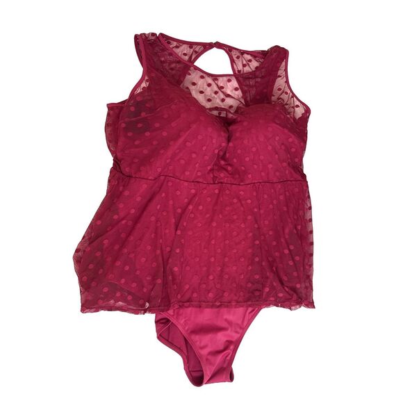 torrid Other - TORRID Size 3 3X Red Polka Dot Mesh Peplum Bathing Swim suit Underwire Bra Dress